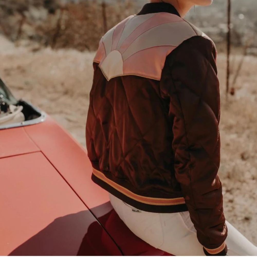 Classic Rock Couture Rising Sun Bomber Jacket in Brown Sugar / Size Small 🌅☀️